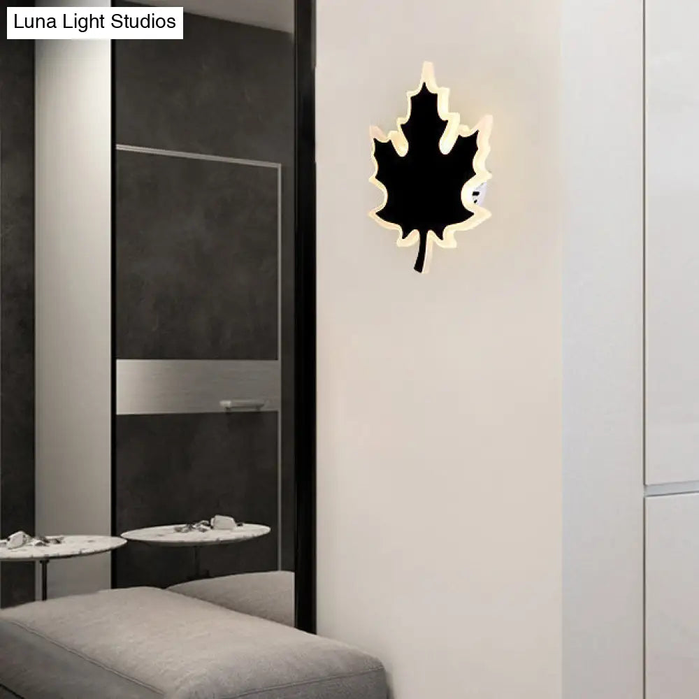 Modern Maple Leaf Acrylic Led Wall Sconce Light In Warm/White