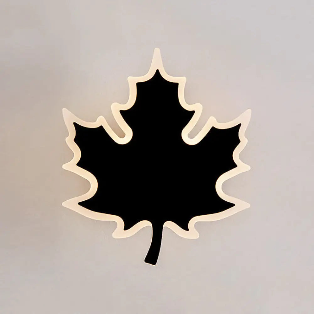 Modern Maple Leaf Acrylic Led Wall Sconce Light In Warm/White Black / Warm