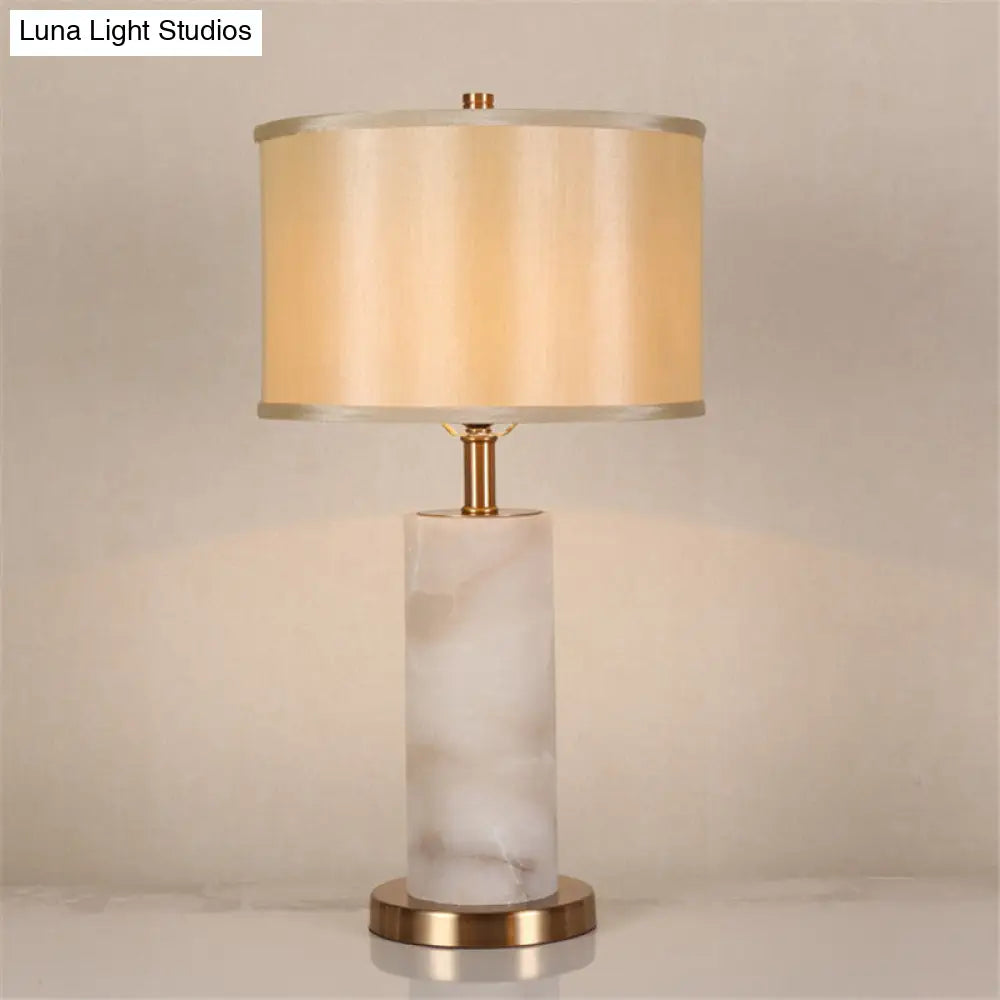 Modern Marble Cylinder Table Lamp With Plastic Shade - Black/White Perfect For Living Room Night