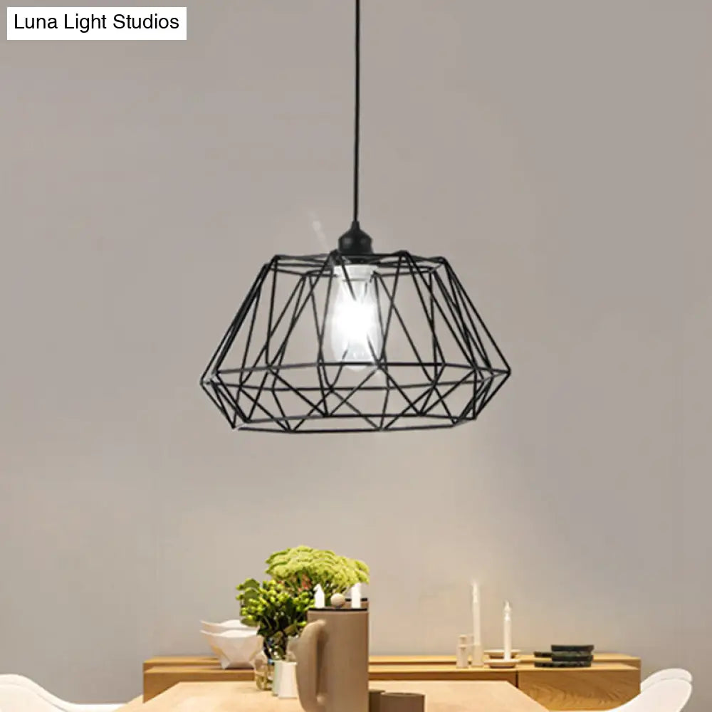 Modern Matte Black 1-Light Geometric Shade Ceiling Pendant For Dining Room