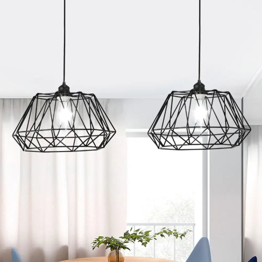 Modern Matte Black 1-Light Geometric Shade Ceiling Pendant For Dining Room