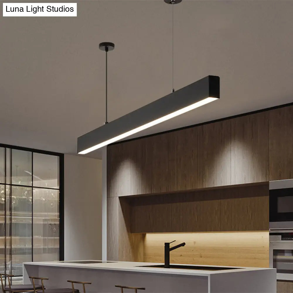 Modern Matte Black Led Dining Room Island Lighting - Simplicity Metal Hanging Light