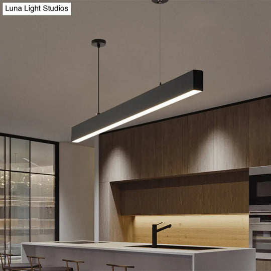 Modern Matte Black Led Dining Room Island Lighting - Simplicity Metal Hanging Light