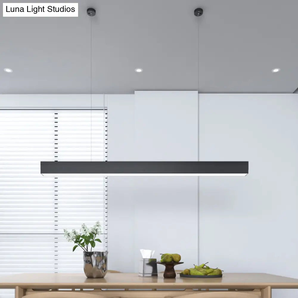 Modern Matte Black Led Dining Room Island Lighting - Simplicity Metal Hanging Light