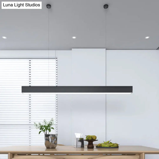 Modern Matte Black Led Dining Room Island Lighting - Simplicity Metal Hanging Light