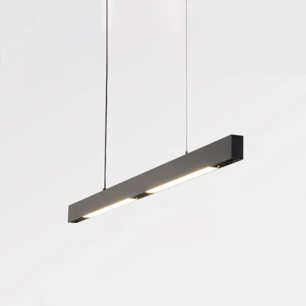 Modern Matte Black Led Dining Room Island Lighting - Simplicity Metal Hanging Light / Natural C