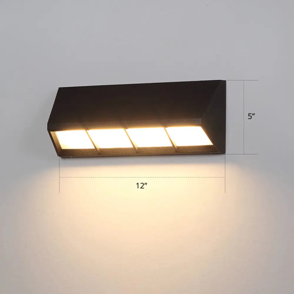 Modern Matte Black Led Outdoor Wall Sconce With Triangular Prism Design