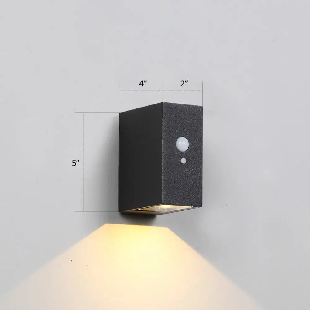 Modern Matte Black Solar Wall Lamp - Aluminum Led Sconce For Front Door /