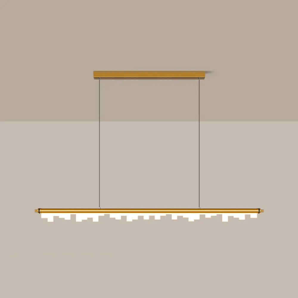 Modern Matte Metal Island Led Ceiling Light With Simple Acrylic Shade Gold / 35.5 Warm