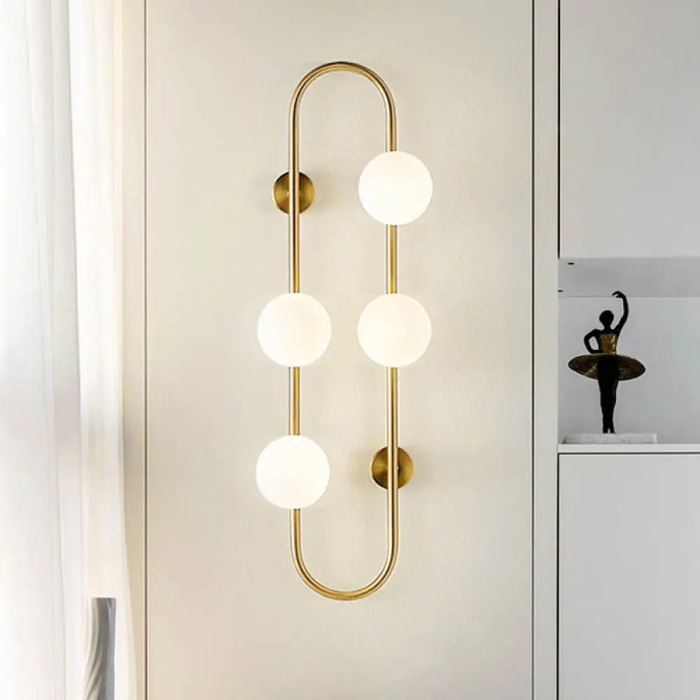 Modern Matte White Glass Globe Wall Sconce With 4-Light Bedroom Lighting Ideas In Black/Gold Gold