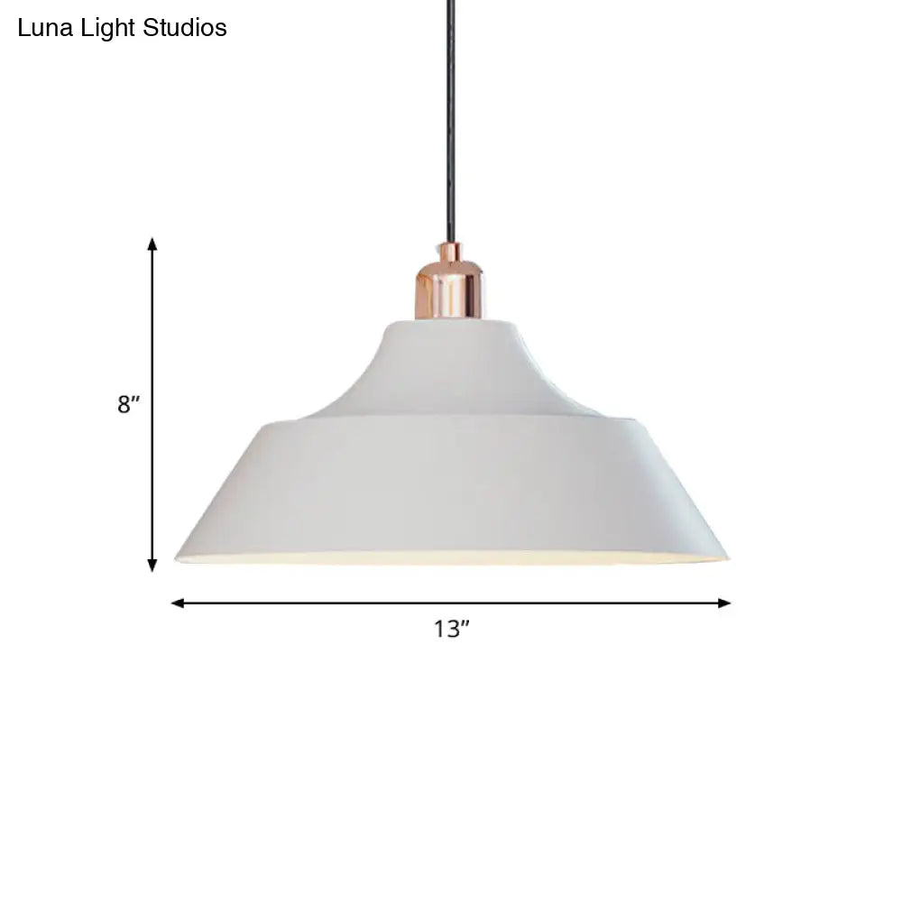 Modern Matte White Pendulum Lamp For Dining Room With Iron Shade