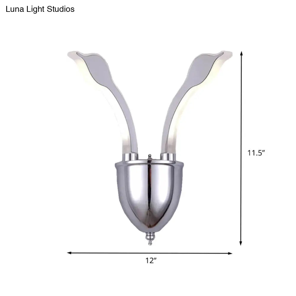 Modern Metal 2-Light Chrome Led Wall Sconce With Acrylic Shade In Warm/White Light By Swan Head