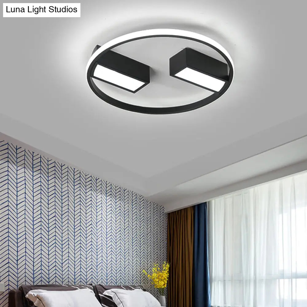 Modern Metal Acrylic Flush Ceiling Light With Led For Study Room Black / White