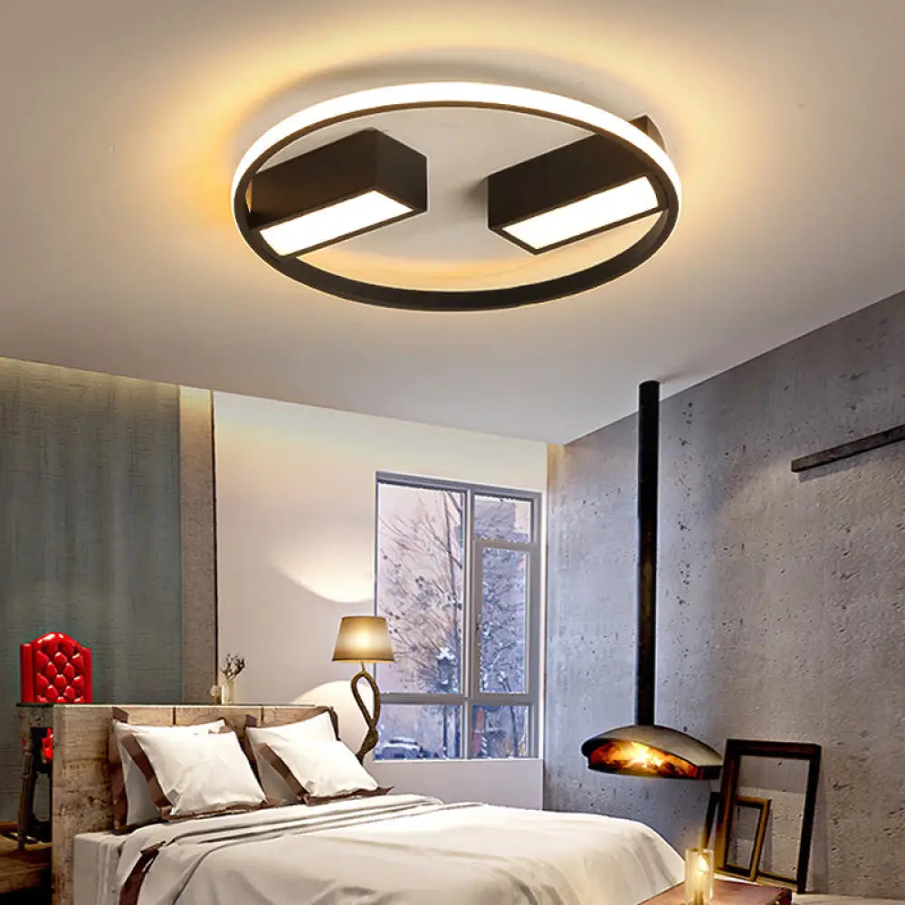 Modern Metal Acrylic Flush Ceiling Light With Led For Study Room Black / Warm