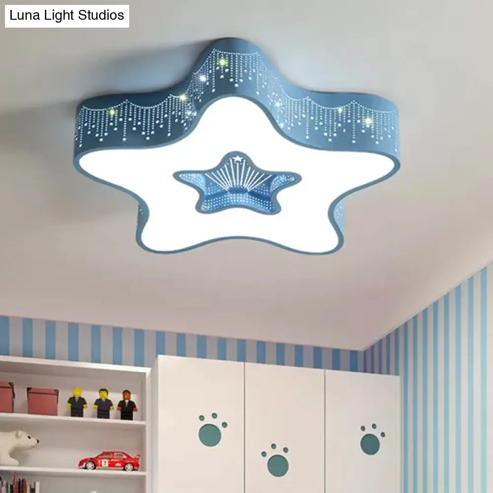 Modern Metal Acrylic Flush Mount Led Ceiling Lamp For Child Bedroom
