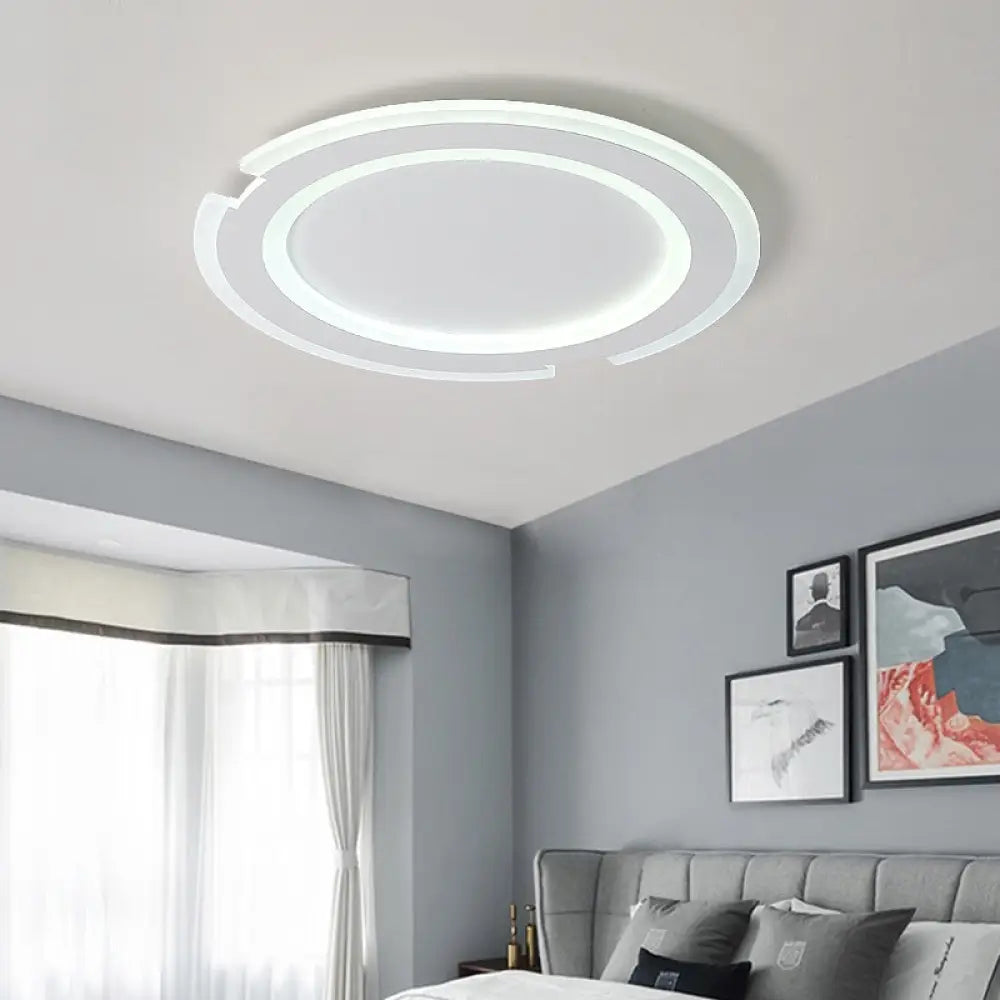 Modern Metal And Acrylic Circular Flushmount Ceiling Lights - Warm/White Indoor 9’/12’/16’