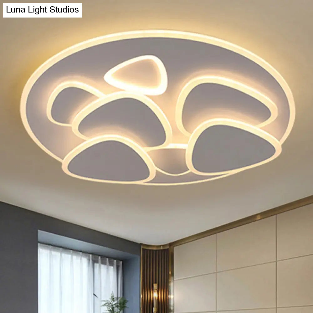 Modern Metal And Acrylic Led Flush Ceiling Light In White/Warm 19.5’/31’ Wide