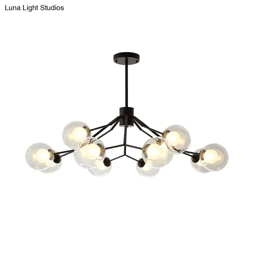 Modern Metal And Glass Chandelier - Study Room Modo Pendant Lighting (12 Lights)