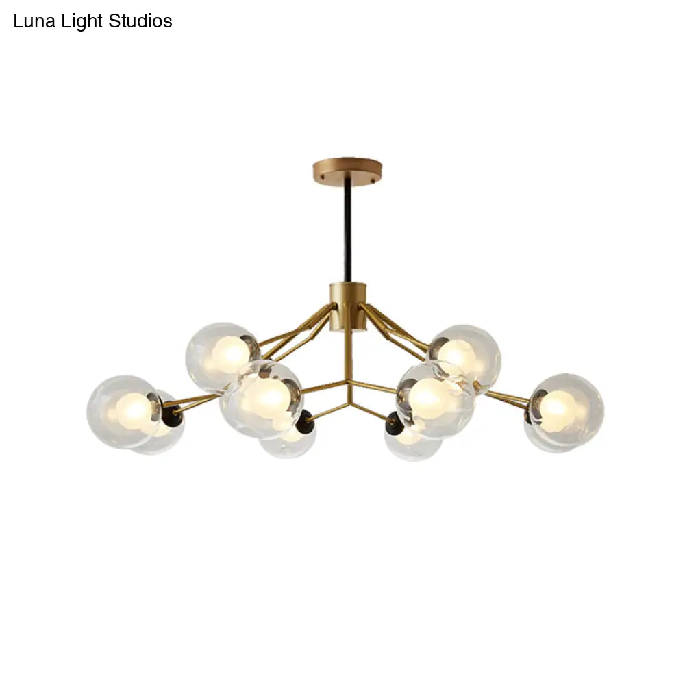 Modern Metal And Glass Chandelier - Study Room Modo Pendant Lighting (12 Lights)