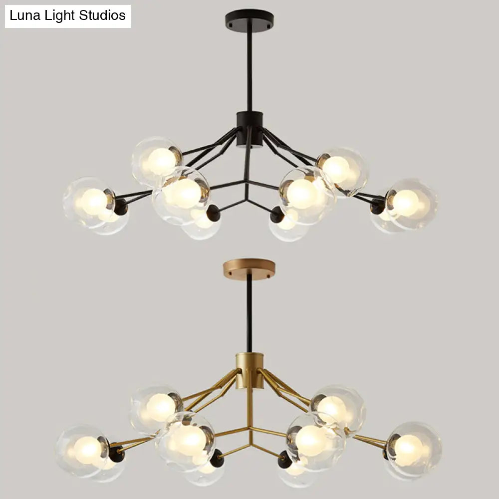 Modern Metal And Glass Chandelier - Study Room Modo Pendant Lighting (12 Lights)