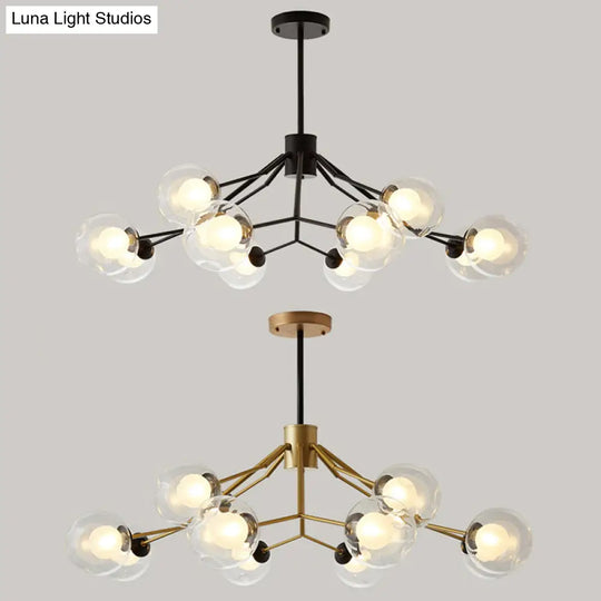 Modern Metal And Glass Chandelier - Study Room Modo Pendant Lighting (12 Lights)