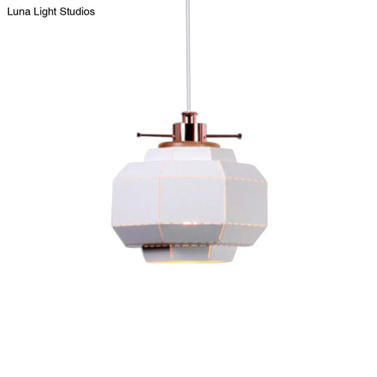 Modern Metal And Wood Pendant Light - Cylinder/Diamond Shade 1 Black/White