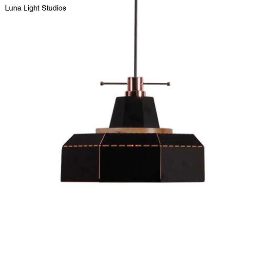 Modern Metal And Wood Pendant Light - Cylinder/Diamond Shade 1 Black/White