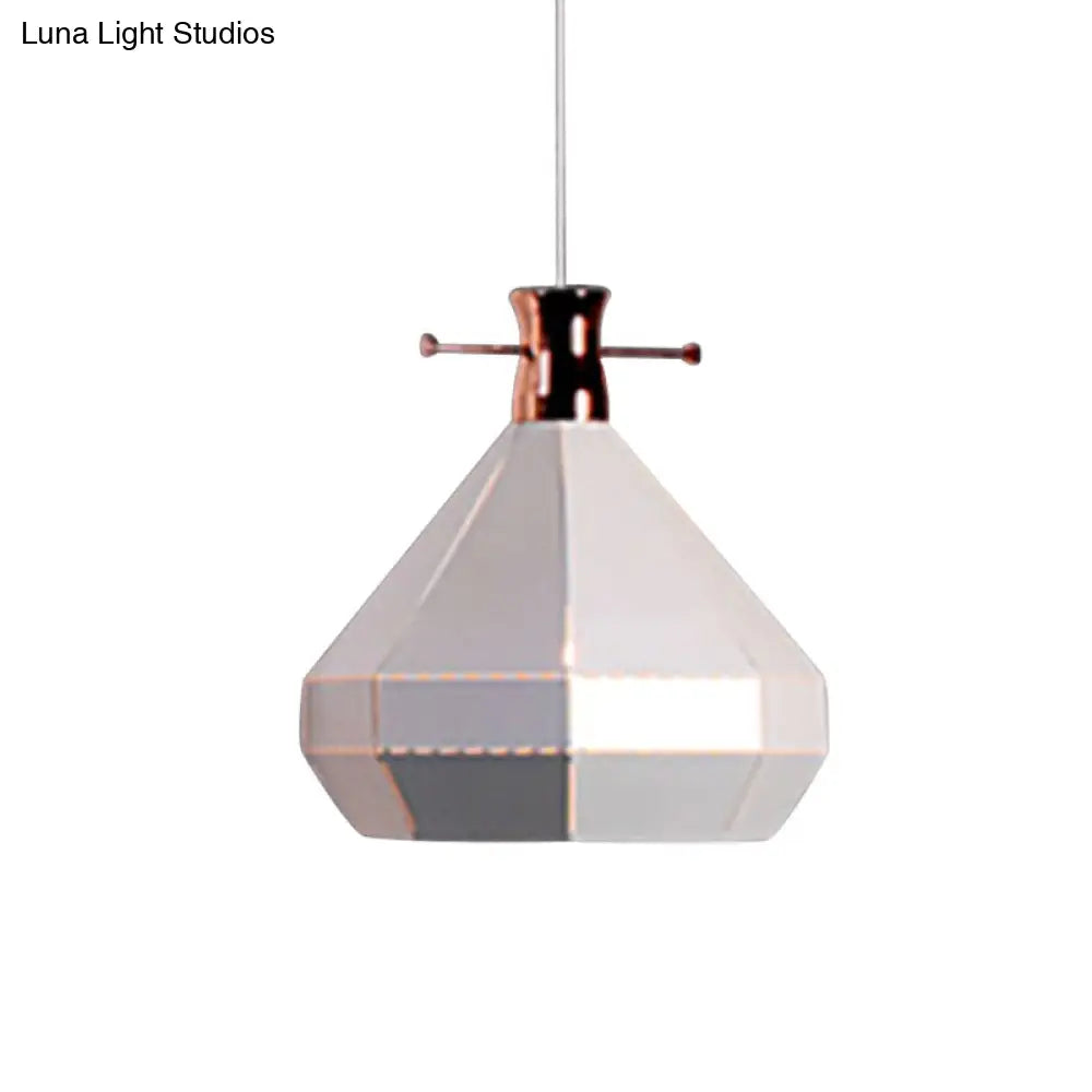 Modern Metal And Wood Pendant Light - Cylinder/Diamond Shade 1 Black/White