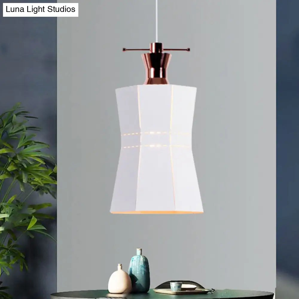 Modern Metal And Wood Pendant Light - Cylinder/Diamond Shade 1 Black/White White / D