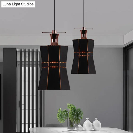 Modern Metal And Wood Pendant Light With Cylinder/Diamond Shade - 1 Black/White