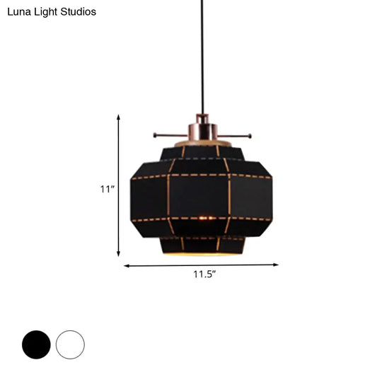 Modern Metal And Wood Pendant Light - Cylinder/Diamond Shade 1 Black/White