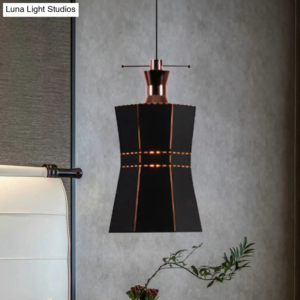 Modern Metal And Wood Pendant Light - Cylinder/Diamond Shade 1 Black/White Black / D