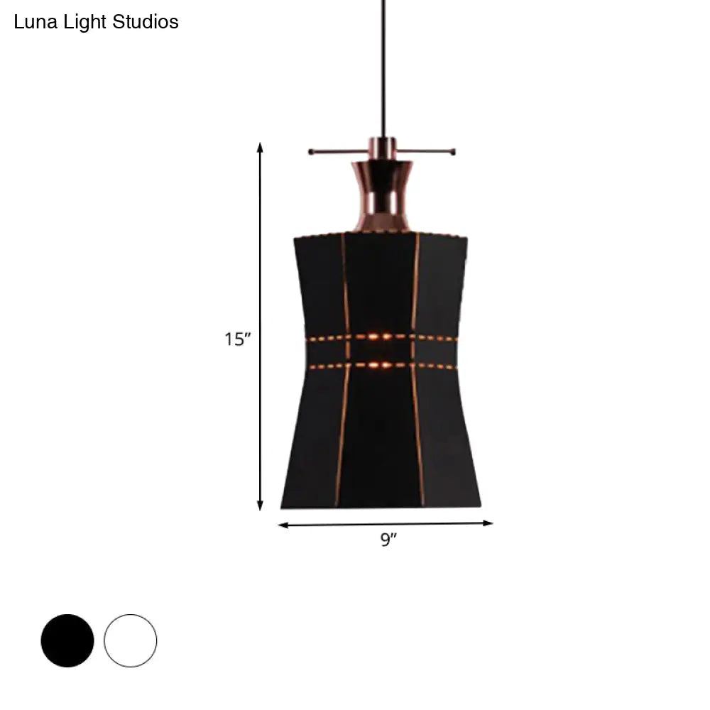 Modern Metal And Wood Pendant Light - Cylinder/Diamond Shade 1 Black/White