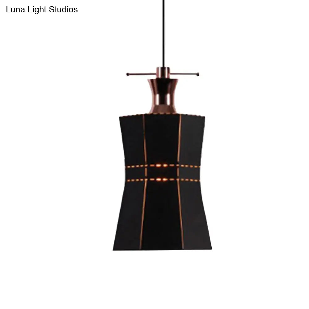 Modern Metal And Wood Pendant Light With Cylinder/Diamond Shade - 1 Black/White