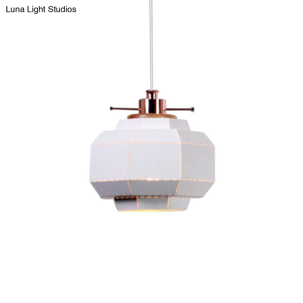 Modern Metal And Wood Pendant Light With Cylinder/Diamond Shade - 1 Black/White