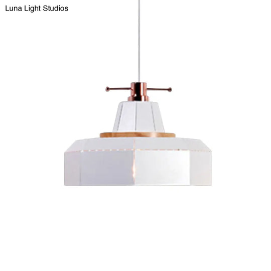 Modern Metal And Wood Pendant Light - Cylinder/Diamond Shade 1 Black/White