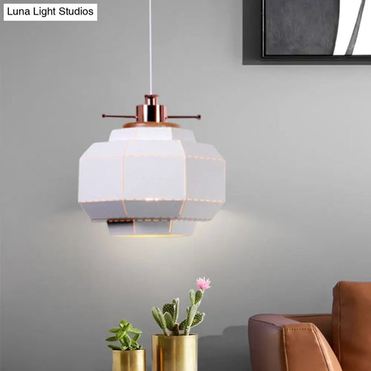 Modern Metal And Wood Pendant Light - Cylinder/Diamond Shade 1 Black/White