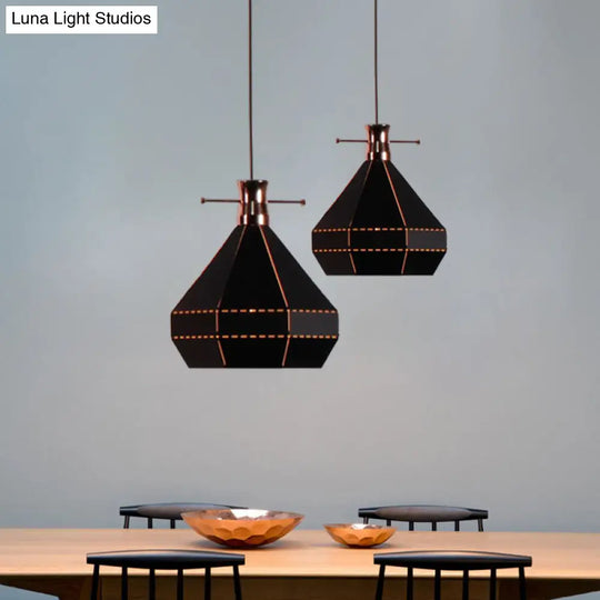 Modern Metal And Wood Pendant Light With Cylinder/Diamond Shade - 1 Black/White