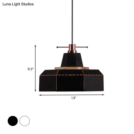 Modern Metal And Wood Pendant Light - Cylinder/Diamond Shade 1 Black/White