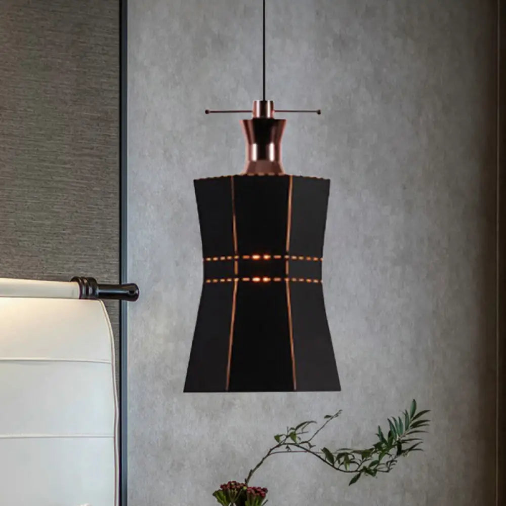 Modern Metal And Wood Pendant Light With Cylinder/Diamond Shade - 1 Black/White Black / D