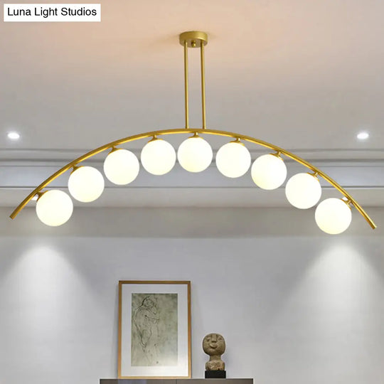 Modern Metal Arc Chandelier With Glass Ball Shades - 5/7/9 Light Pendant Ceiling Fixture