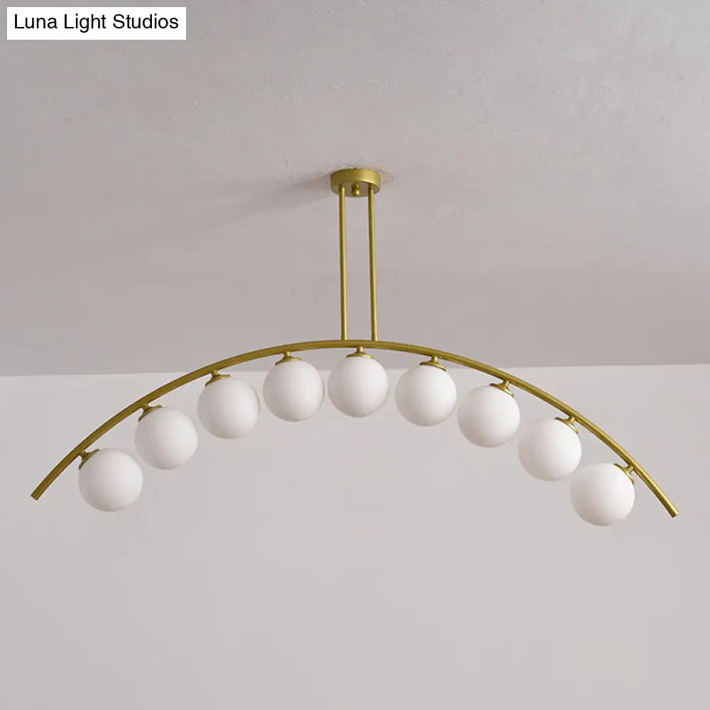 Modern Metal Arc Chandelier With Glass Ball Shades - 5/7/9 Lights Pendant Ceiling Light