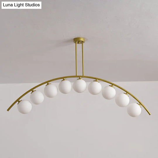 Modern Metal Arc Chandelier With Glass Ball Shades - 5/7/9 Lights Pendant Ceiling Light