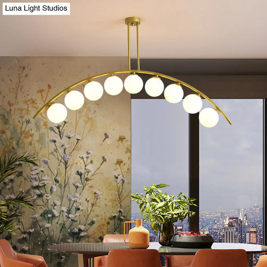 Modern Metal Arc Chandelier With Glass Ball Shades - 5/7/9 Lights Pendant Ceiling Light