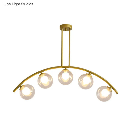 Modern Metal Arc Chandelier With Glass Ball Shades - 5/7/9 Light Pendant Ceiling Fixture