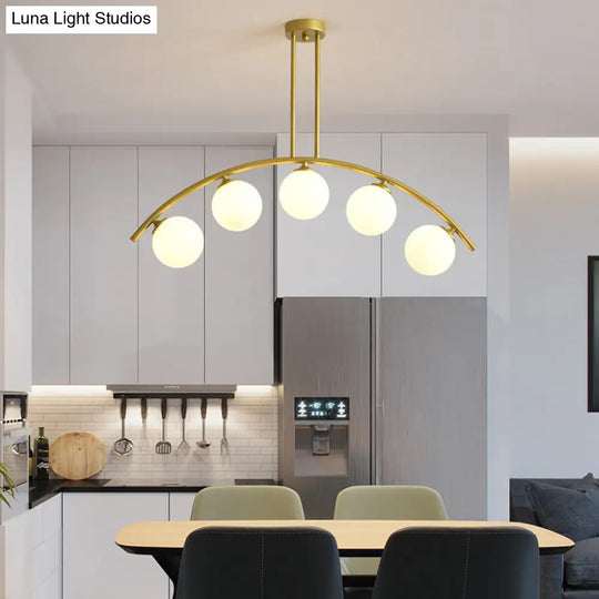 Modern Metal Arc Chandelier With Glass Ball Shades - 5/7/9 Lights Pendant Ceiling Light