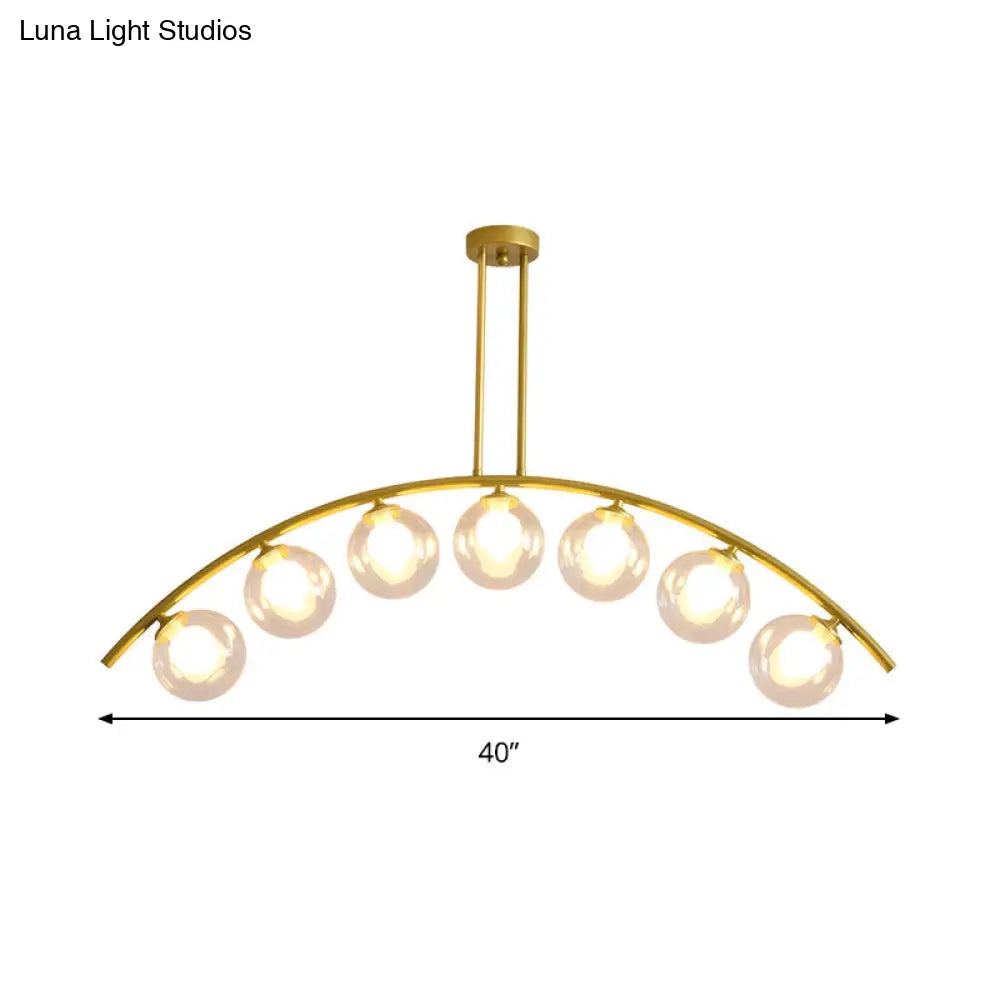 Modern Metal Arc Chandelier With Glass Ball Shades - 5/7/9 Light Pendant Ceiling Fixture