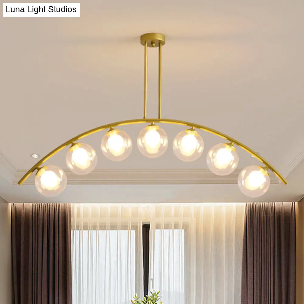 Modern Metal Arc Chandelier With Glass Ball Shades - 5/7/9 Light Pendant Ceiling Fixture 7 / Clear