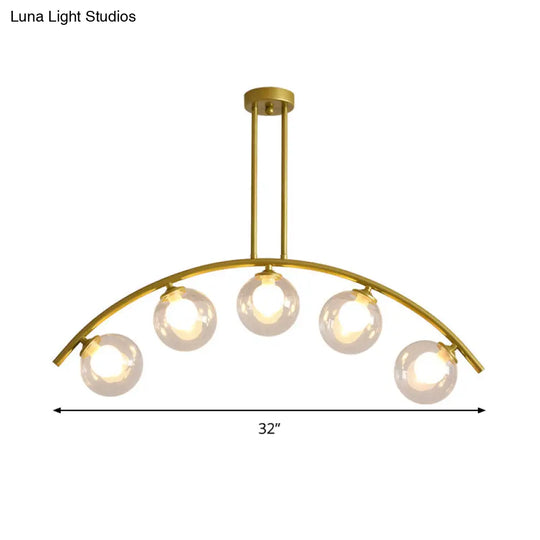 Modern Metal Arc Chandelier With Glass Ball Shades - 5/7/9 Light Pendant Ceiling Fixture