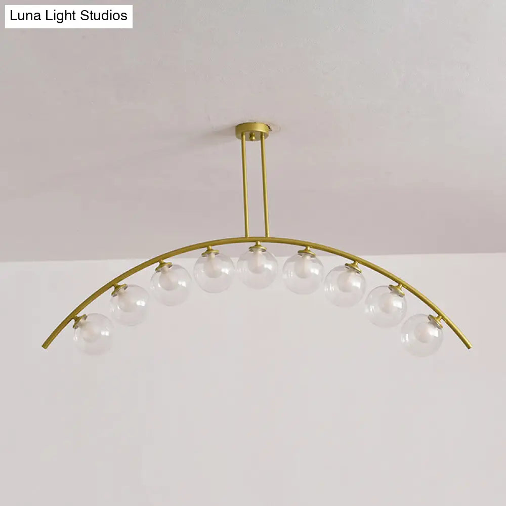 Modern Metal Arc Chandelier With Glass Ball Shades - 5/7/9 Light Pendant Ceiling Fixture